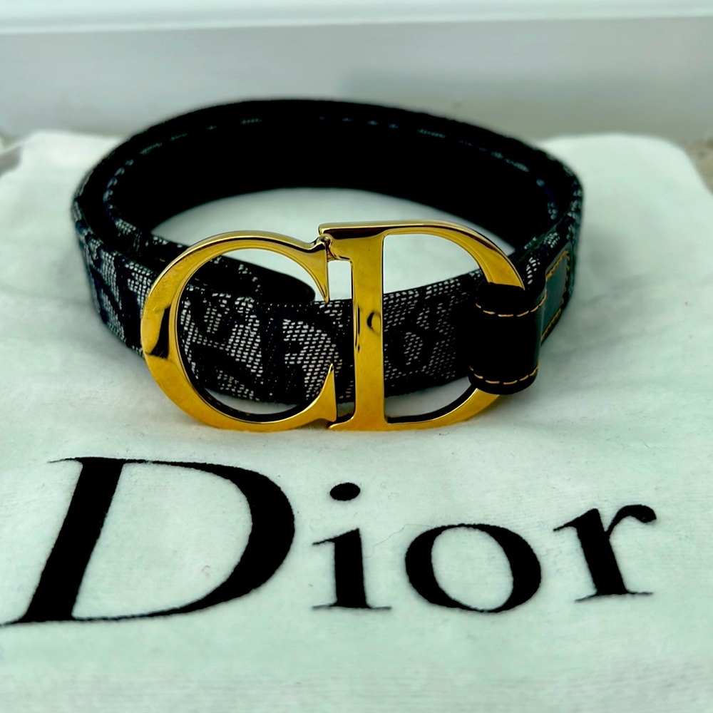 Christian Dior Vintage Trotter Monogram CD Buckle Logo Belt